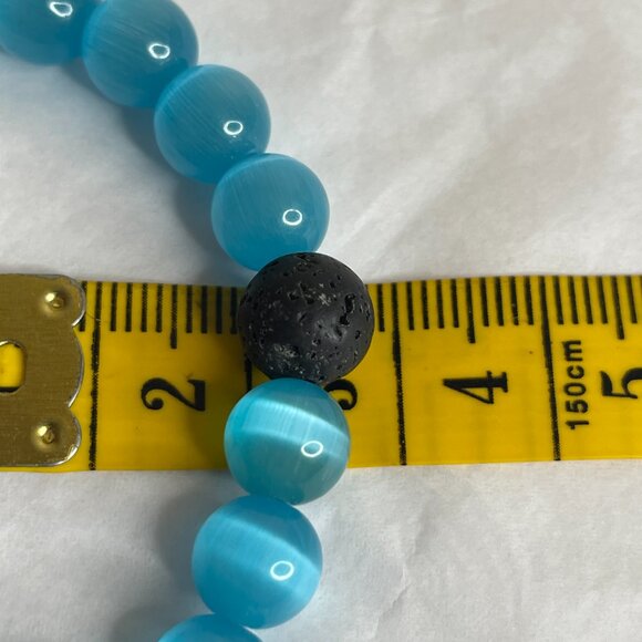 Hamoery Blue Cat Eye & Lava Stone Bracelet - Picture 12 of 14